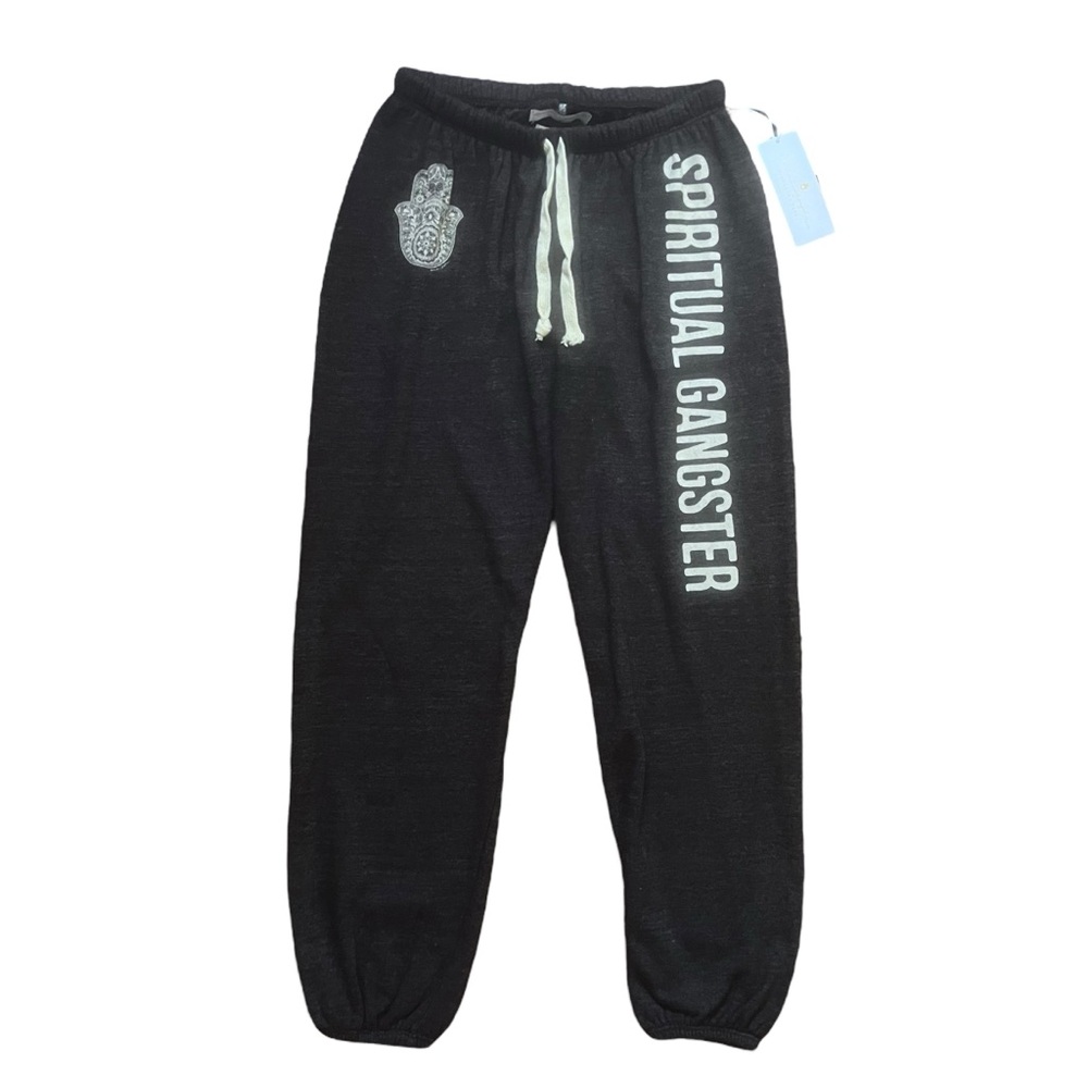 NWT SUPER RARE SPIRITUAL GANGSTER HENNA HAMSA SWEATPANTS MARLE CHARCOAL SMALL - Picture 2 of 9